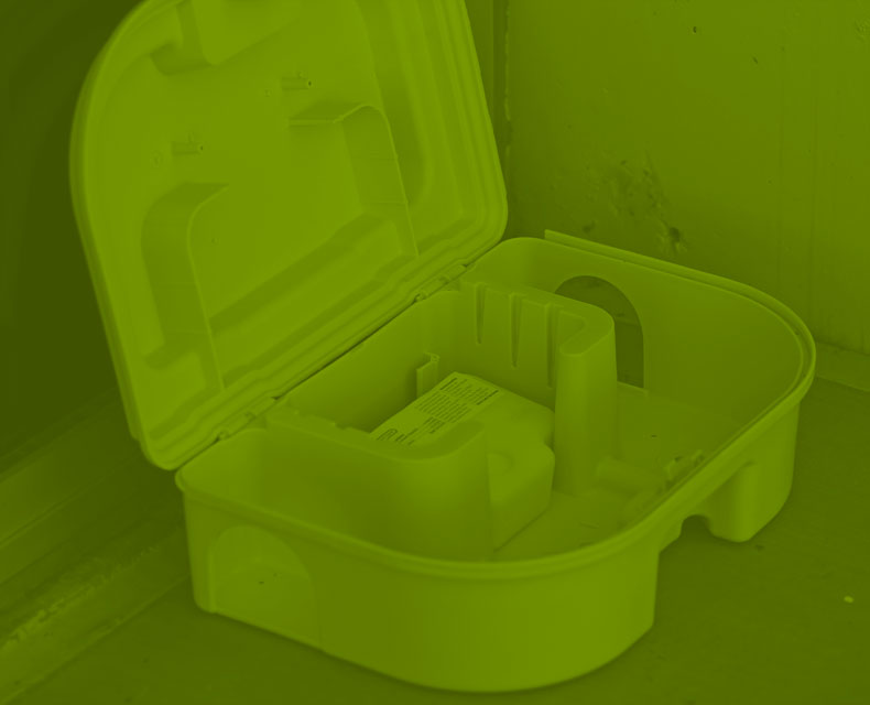 Isolate Bait Station with lid open, showing ContraPest tank inside.